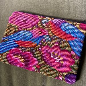 Guatemalan weaves pouch. Parrots and flowers..